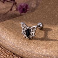 1 Piece Ear Cartilage Rings & Studs Vintage Style Spider Butterfly Skull 316 Stainless Steel  Copper Plating Inlay Zircon sku image 8