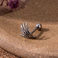 1 Piece Ear Cartilage Rings & Studs Vintage Style Spider Butterfly Skull 316 Stainless Steel  Copper Plating Inlay Zircon sku image 9