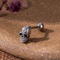 1 Piece Ear Cartilage Rings & Studs Vintage Style Spider Butterfly Skull 316 Stainless Steel  Copper Plating Inlay Zircon sku image 12