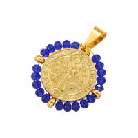 Wholesale Hip-Hop Retro Round Virgin Mary Copper Plating Inlay Carving 18K Gold Plated Zircon sku image 1