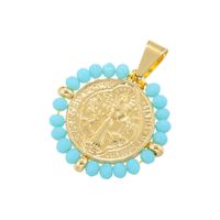 Wholesale Hip-Hop Retro Round Virgin Mary Copper Plating Inlay Carving 18K Gold Plated Zircon sku image 3
