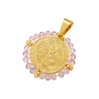 Wholesale Hip-Hop Retro Round Virgin Mary Copper Plating Inlay Carving 18K Gold Plated Zircon sku image 4