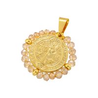 Wholesale Hip-Hop Retro Round Virgin Mary Copper Plating Inlay Carving 18K Gold Plated Zircon sku image 2