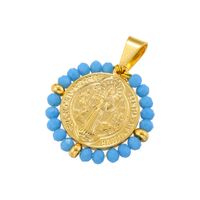 Wholesale Hip-Hop Retro Round Virgin Mary Copper Plating Inlay Carving 18K Gold Plated Zircon sku image 7