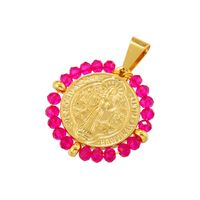Wholesale Hip-Hop Retro Round Virgin Mary Copper Plating Inlay Carving 18K Gold Plated Zircon sku image 10