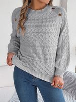Women's Sweater Long Sleeve Sweaters & Cardigans Button Streetwear Solid Color main image 4