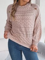 Women's Sweater Long Sleeve Sweaters & Cardigans Button Streetwear Solid Color main image 5