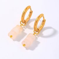 1 Pair Simple Style Classic Style Geometric Irregular 304 Stainless Steel Natural Stone Copper Drop Earrings main image 2