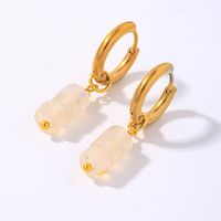 1 Pair Simple Style Classic Style Geometric Irregular 304 Stainless Steel Natural Stone Copper Drop Earrings main image 3