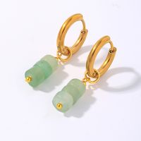 1 Pair Simple Style Classic Style Geometric Irregular 304 Stainless Steel Natural Stone Copper Drop Earrings main image 4