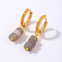 1 Pair Simple Style Classic Style Geometric Irregular 304 Stainless Steel Natural Stone Copper Drop Earrings main image 5