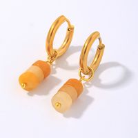 1 Pair Simple Style Classic Style Geometric Irregular 304 Stainless Steel Natural Stone Copper Drop Earrings main image 8