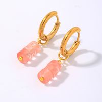 1 Pair Simple Style Classic Style Geometric Irregular 304 Stainless Steel Natural Stone Copper Drop Earrings main image 7