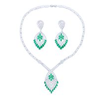 Elegant Luxurious Geometric Water Droplets Copper Plating Inlay Artificial Gemstones White Gold Plated Rhodium Plated Earrings Necklace main image 2