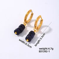 1 Pair Simple Style Classic Style Geometric Irregular 304 Stainless Steel Natural Stone Copper Drop Earrings sku image 1