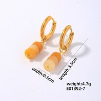 1 Pair Simple Style Classic Style Geometric Irregular 304 Stainless Steel Natural Stone Copper Drop Earrings sku image 7