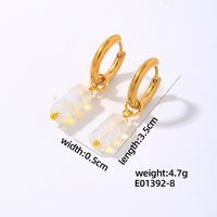 1 Pair Simple Style Classic Style Geometric Irregular 304 Stainless Steel Natural Stone Copper Drop Earrings sku image 8