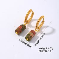 1 Pair Simple Style Classic Style Geometric Irregular 304 Stainless Steel Natural Stone Copper Drop Earrings sku image 12