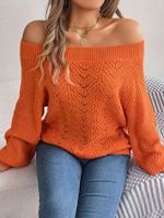 Women's Sweater Long Sleeve Sweaters & Cardigans Hollow Out Streetwear Solid Color main image 5