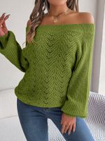 Women's Sweater Long Sleeve Sweaters & Cardigans Hollow Out Streetwear Solid Color main image 4