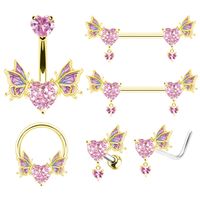 Cute Sexy Animal Heart Shape Stainless Steel Alloy Copper Asymmetrical Plating Inlay Zircon 14k Gold Plated 18k Gold Plated Silver Plated Cartilage Earrings Belly Ring Nose Ring main image 11