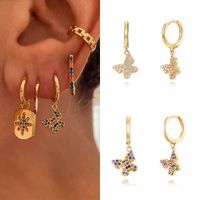 1 Pair Elegant Luxurious Shiny Butterfly Plating Inlay Alloy Zircon 18k Gold Plated Dangling Earrings main image 1