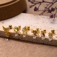 1 Piece Ear Cartilage Rings & Studs Vintage Style Spider Spider Web 316 Stainless Steel  Copper Plating Inlay Zircon main image 3