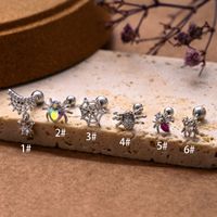 1 Piece Ear Cartilage Rings & Studs Vintage Style Spider Spider Web 316 Stainless Steel  Copper Plating Inlay Zircon main image 4
