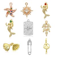 Retro Mermaid Copper Plating Inlay Zircon Charms Jewelry Accessories main image 1