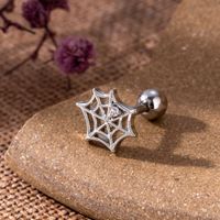 1 Piece Ear Cartilage Rings & Studs Vintage Style Spider Spider Web 316 Stainless Steel  Copper Plating Inlay Zircon sku image 2