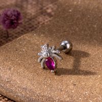 1 Piece Ear Cartilage Rings & Studs Vintage Style Spider Spider Web 316 Stainless Steel  Copper Plating Inlay Zircon sku image 4