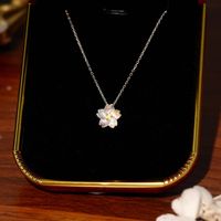 Simple Style Flower Sterling Silver Plating Silver Plated Pendant Necklace main image 6