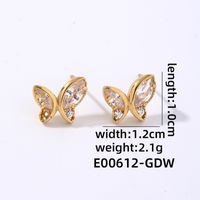 1 Pair Elegant Simple Style Water Droplets Butterfly Plating Inlay Copper Zircon White Gold Plated Ear Studs sku image 6