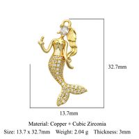 Retro Mermaid Copper Plating Inlay Zircon Charms Jewelry Accessories sku image 7