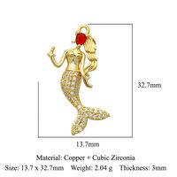 Retro Mermaid Copper Plating Inlay Zircon Charms Jewelry Accessories sku image 8