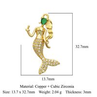 Retro Mermaid Copper Plating Inlay Zircon Charms Jewelry Accessories sku image 9