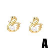 1 Pair Elegant Simple Style Flower Bow Knot Plating Inlay Copper Artificial Pearls Zircon 18k Gold Plated Ear Studs main image 5