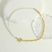 Retro Simple Style Geometric Round Freshwater Pearl Copper Plating 18k Gold Plated Choker sku image 1