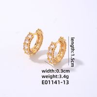 1 Pair Casual Vintage Style Luxurious Solid Color Inlay Copper Zircon K Gold Plated Hoop Earrings sku image 13