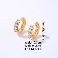 1 Paire Décontractée Style Vintage Luxueux Couleur Unie Incruster Le Cuivre Zircon Plaqué Or K Boucles D'oreilles Cerceau sku image 13