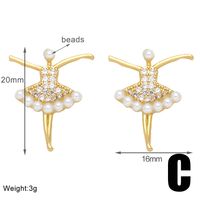 1 Pair Elegant Simple Style Flower Bow Knot Plating Inlay Copper Artificial Pearls Zircon 18k Gold Plated Ear Studs sku image 3