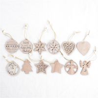 Christmas Pastoral Christmas Tree Angel Star Solid Wood Party Street Hanging Ornaments Ornaments main image 6