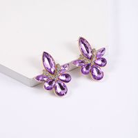 1 Pair Simple Style Commute Water Droplets Plating Inlay Alloy Rhinestones Silver Plated Ear Studs main image 4