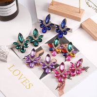 1 Pair Simple Style Commute Water Droplets Plating Inlay Alloy Rhinestones Silver Plated Ear Studs main image 3