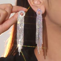 Glam Tassel Alloy Inlay Rhinestones Women's Drop Earrings sku image 2