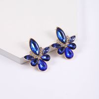 1 Pair Simple Style Commute Water Droplets Plating Inlay Alloy Rhinestones Silver Plated Ear Studs sku image 2