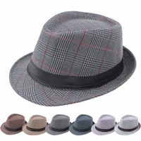 Men's Vintage Style British Style Plaid Wide Eaves Fedora Hat main image 1