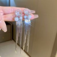 Fashion Alloy Diamond-studded Geometric Earrings Long Tassel Flower Earrings sku image 44