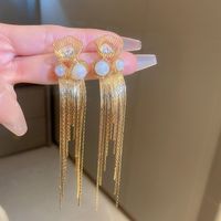 Fashion Alloy Diamond-studded Geometric Earrings Long Tassel Flower Earrings sku image 33