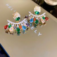 Fashion Alloy Diamond-studded Geometric Earrings Long Tassel Flower Earrings sku image 58